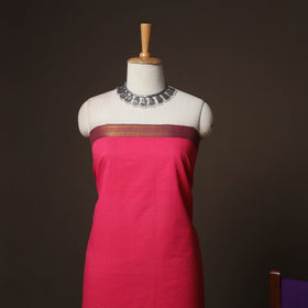 Pink - Mangalagiri Handloom Cotton 3pc Unstitched Dress Material Suit Set 15
