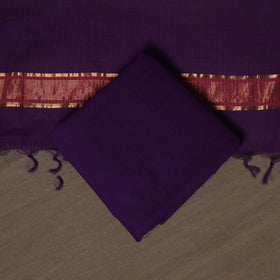 Pink - Mangalagiri Handloom Cotton 3pc Unstitched Dress Material Suit Set 15