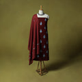 Maroon - Hand Embroidered Cotton Kashida 3pc Unstitched Dress Material Suit Set 51