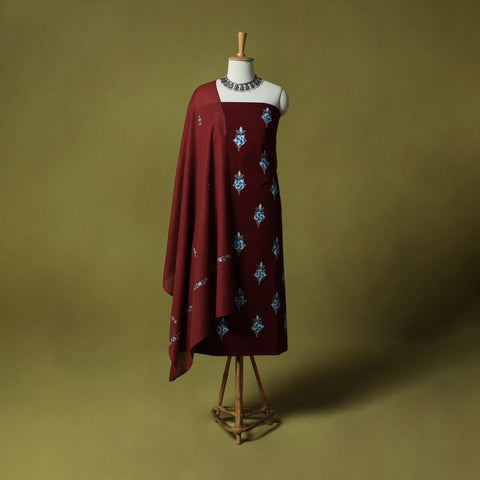 Hand Embroidered Cotton Kashida 3pc Unstitched Dress Material Suit Set 51
