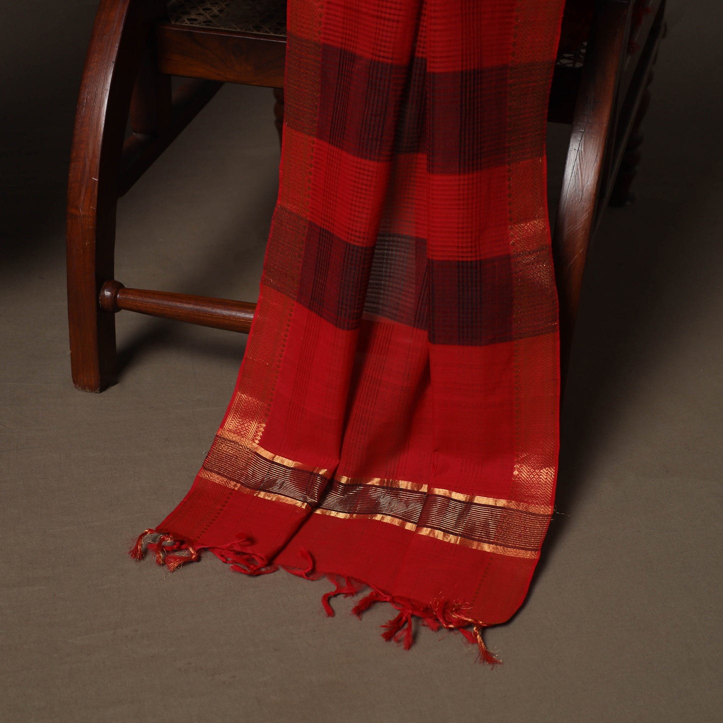 Maroon - Mangalagiri Handloom Cotton 3pc Unstitched Dress Material Suit Set 16