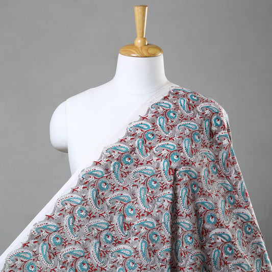 Grey - Sanganeri Block Printed Cotton Fabric