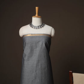 Grey - Mangalagiri Handloom Cotton 3pc Unstitched Dress Material Suit Set 17