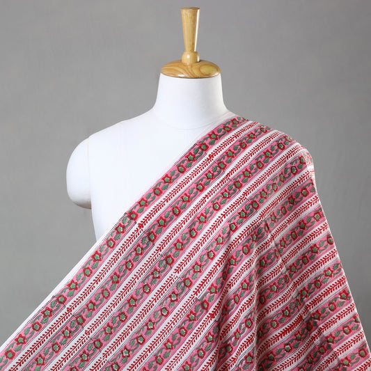 Pink - Sanganeri Block Printed Cotton Fabric