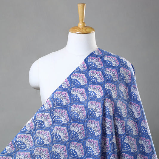 Blue - Sanganeri Block Printed Cotton Fabric