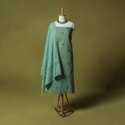 Hand Embroidered Cotton Kashida 3pc Unstitched Dress Material Suit Set 53