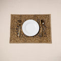 Brown - natural dyed pedana kalamkari cotton table mat 26
