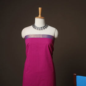 Pink - Mangalagiri Handloom Cotton 3pc Unstitched Dress Material Suit Set 19