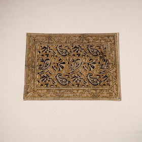 Brown - natural dyed pedana kalamkari cotton table mat 26