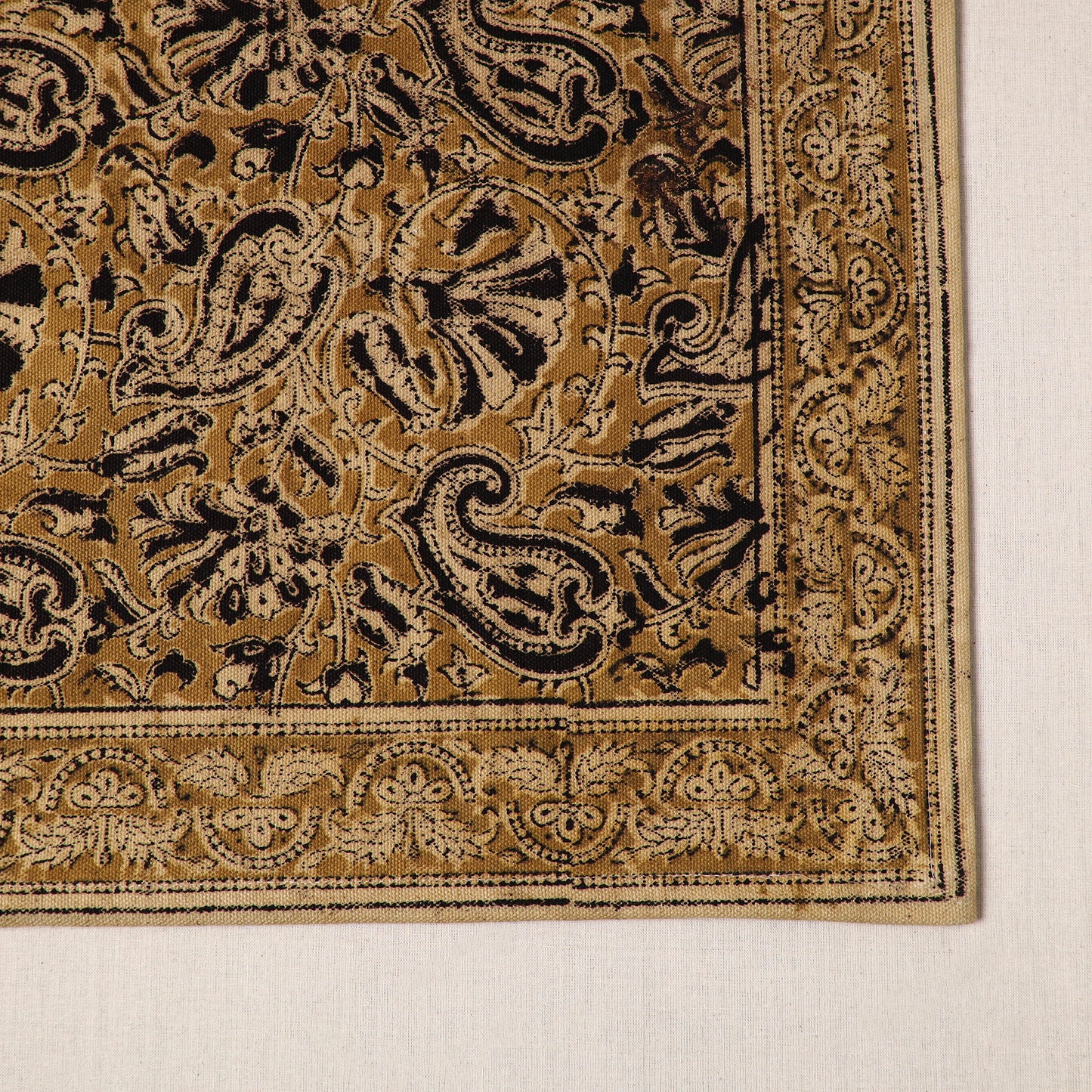 Brown - natural dyed pedana kalamkari cotton table mat 26
