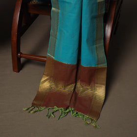 Brown - Mangalagiri Handloom Cotton 3pc Unstitched Dress Material Suit Set 20