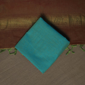 Brown - Mangalagiri Handloom Cotton 3pc Unstitched Dress Material Suit Set 20
