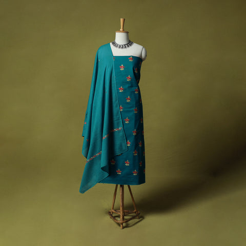 Hand Embroidered Cotton Kashida 3pc Unstitched Dress Material Suit Set 55