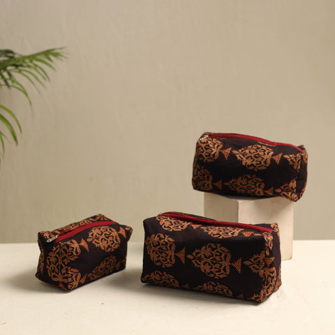  Brown Multipurpose Handmade Toiletry Bags (Set of 3)