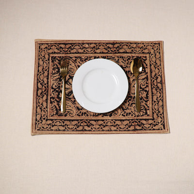 Black - natural dyed pedana kalamkari cotton table mat 30