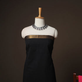 Black - Mangalagiri Handloom Cotton 3pc Unstitched Dress Material Suit Set 24