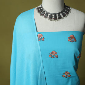 Hand Embroidered Cotton Kashida 3pc Unstitched Dress Material Suit Set 59