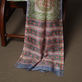 Sanganeri Hand Block Print Chanderi Silk 3pc Unstitched Dress Material Suit Set 25