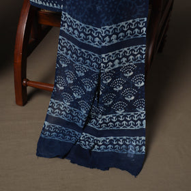 Indigo Bagru Hand Block Print Cotton 3pc Unstitched Dress Material Suit Set 27