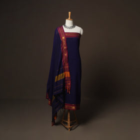 Dharwad Mercerised Cotton 3pc Unstitched Dress Material Suit Set with Woven Zari Border 29