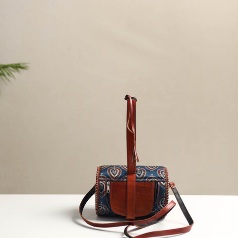 Handcrafted Pure Leather Ajrakh Sling Bag 05