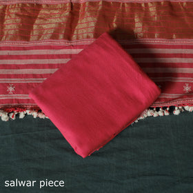 Pink - Kutch Bhujodi Handloom Kala Cotton 3pc Unstitched Dress Material Suit Set 07