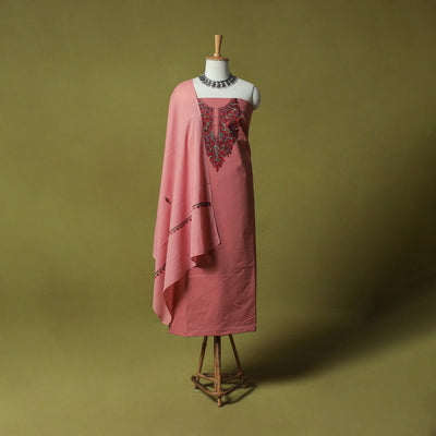 Hand Embroidered Cotton Kashida 3pc Unstitched Dress Material Suit Set 63