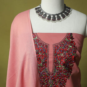 Hand Embroidered Cotton Kashida 3pc Unstitched Dress Material Suit Set 63