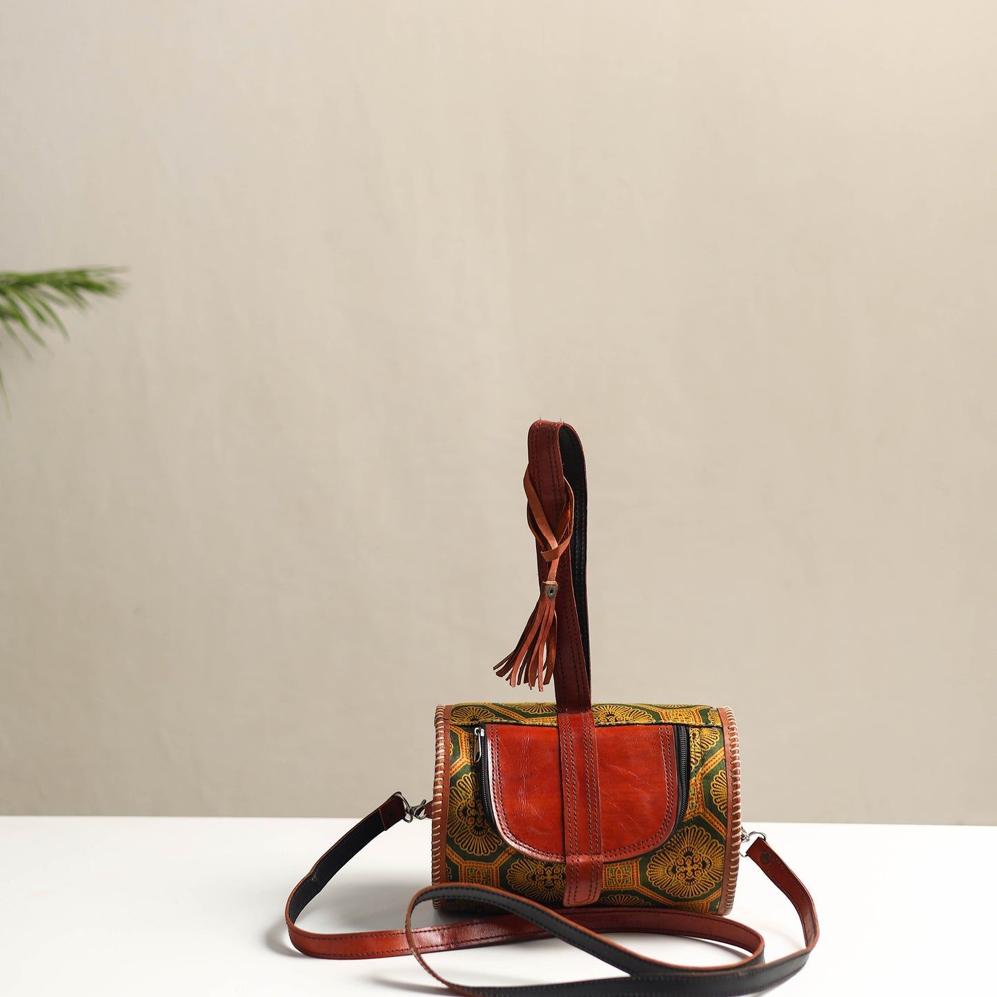 Handcrafted Pure Leather Ajrakh Sling Bag 36