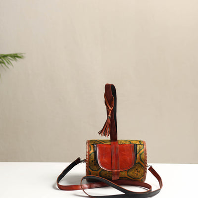 Handcrafted Pure Leather Ajrakh Sling Bag 36