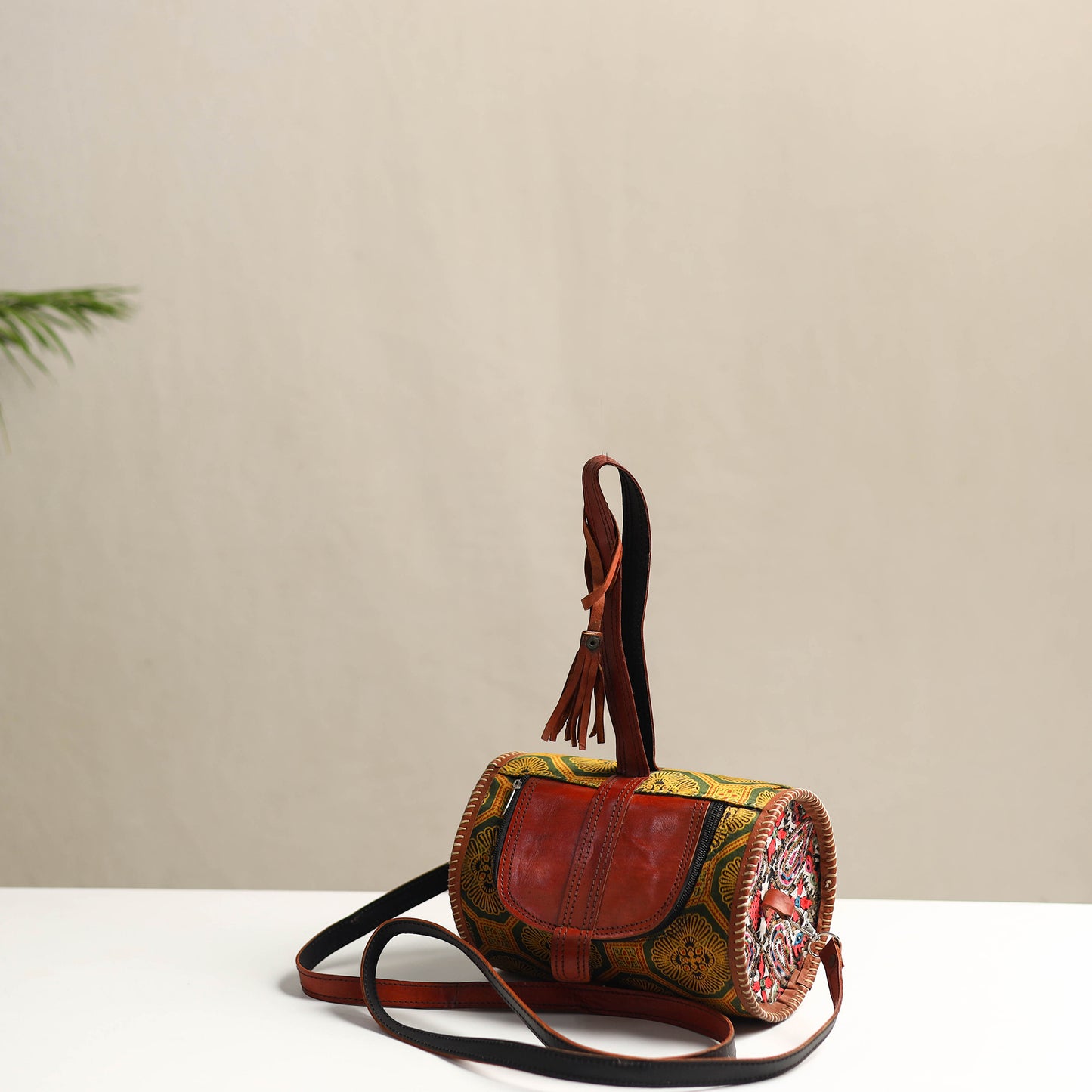 Handcrafted Pure Leather Ajrakh Sling Bag 36