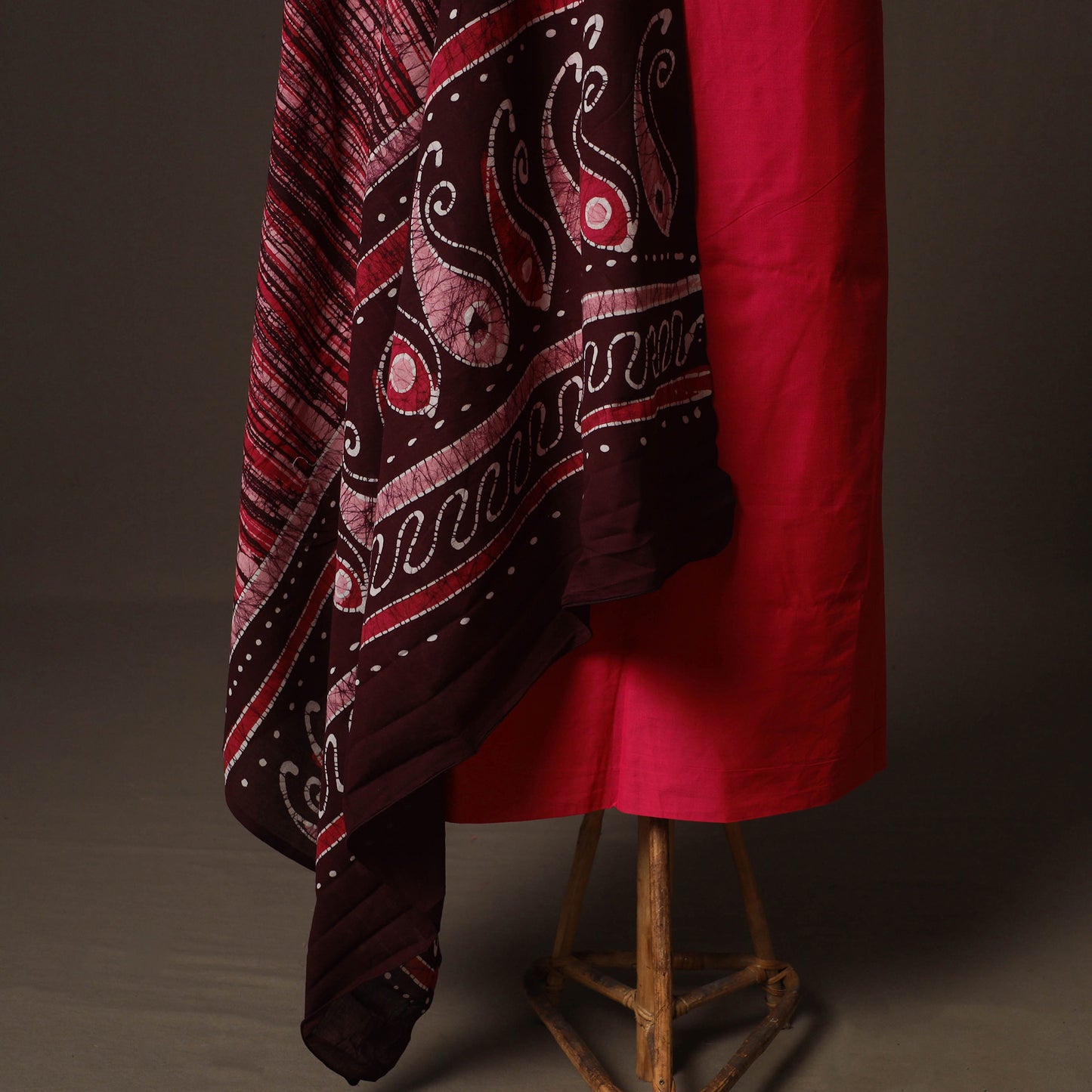 Red - Mangalagiri Handloom Cotton 2pc Unstitched  Dress Material Kurta Set 27