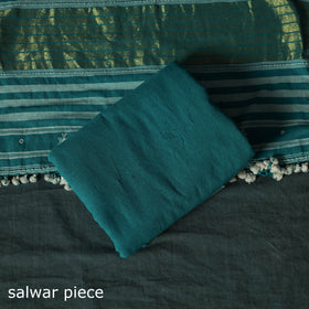Green - Kutch Bhujodi Handloom Kala Cotton 3pc Unstitched Dress Material Suit Set 01