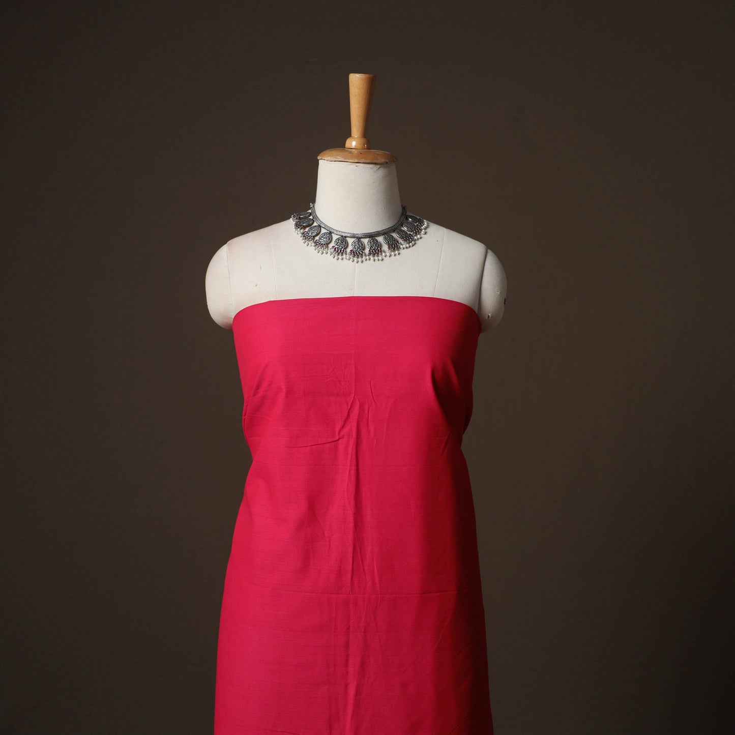 Red - Mangalagiri Handloom Cotton 2pc Unstitched  Dress Material Kurta Set 27