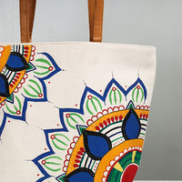 Off White - Mandala Art Canvas Cotton Handpainted Shoulder Bag