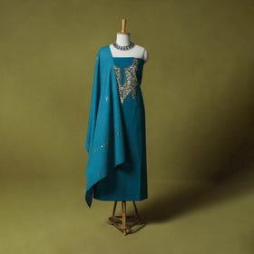 Hand Embroidered Cotton Kashida 3pc Unstitched Dress Material Suit Set 64