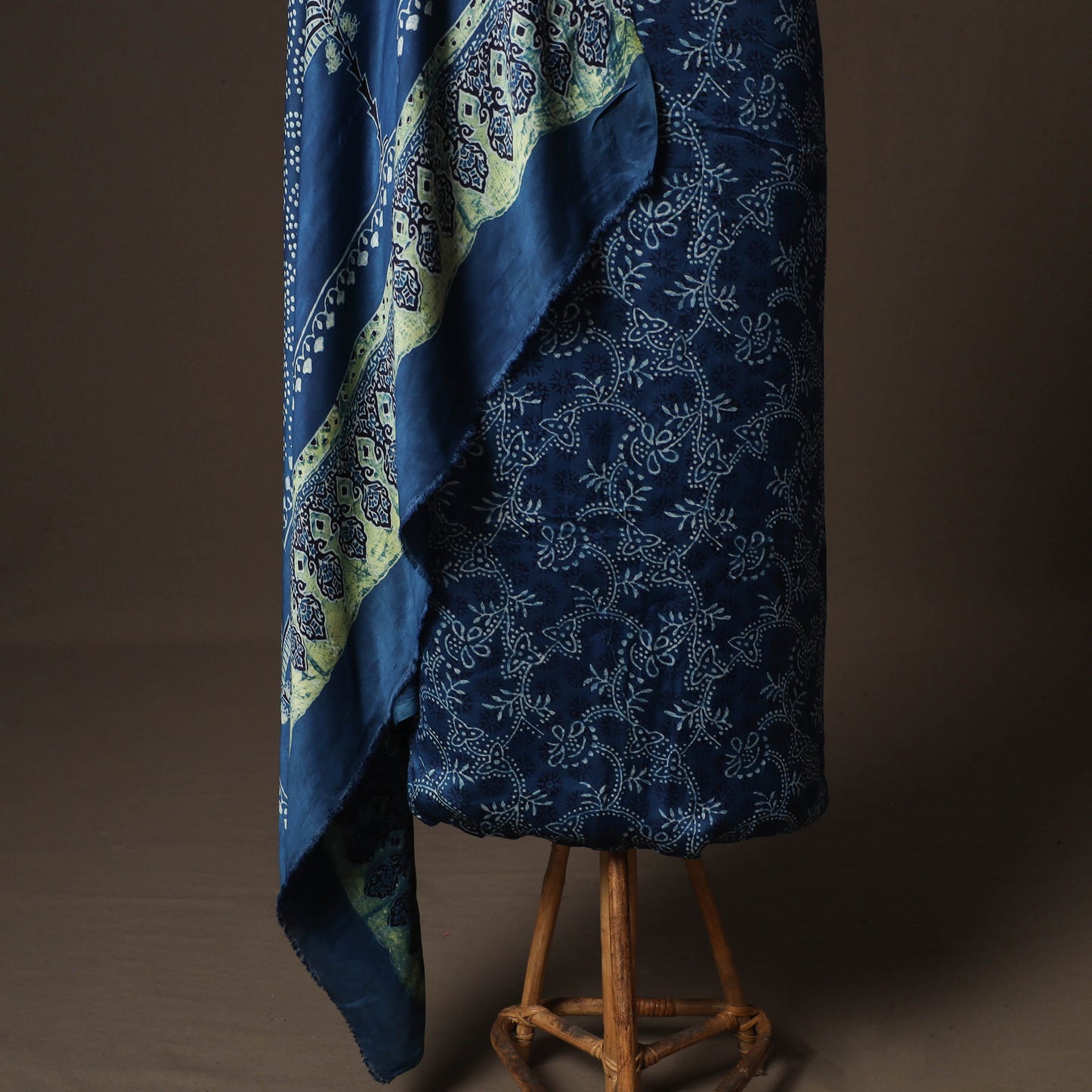 Ajrakh Hand Block Print Natural Dyed Modal Silk 2pc Unstitched Dress Material Kurta Set 29