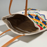 Off White - Mandala Art Canvas Cotton Handpainted Shoulder Bag