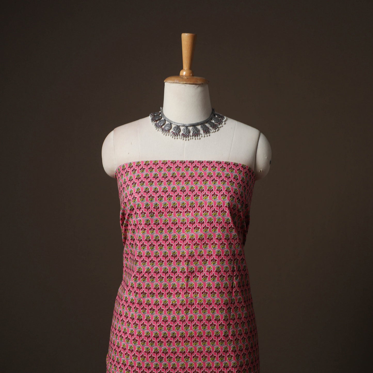 Pink - Sanganeri Block Printed Cotton 2pc Unstitched Dress Material Kurta Set 27