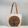 White - beige - tree of life - canvas cotton handpainted