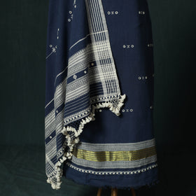 Blue - Kutch Bhujodi Handloom Kala Cotton 3pc Unstitched Dress Material Suit Set 04