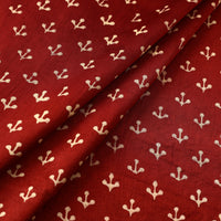 Red - Mashru Silk Kutch Hand Block Printed Fabric 03