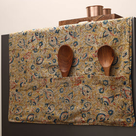 Yellow Handmade Cotton Fridge Top Cover with Multiple Pockets