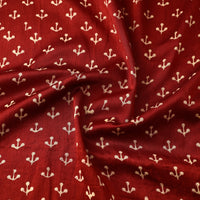 Red - Mashru Silk Kutch Hand Block Printed Fabric 03