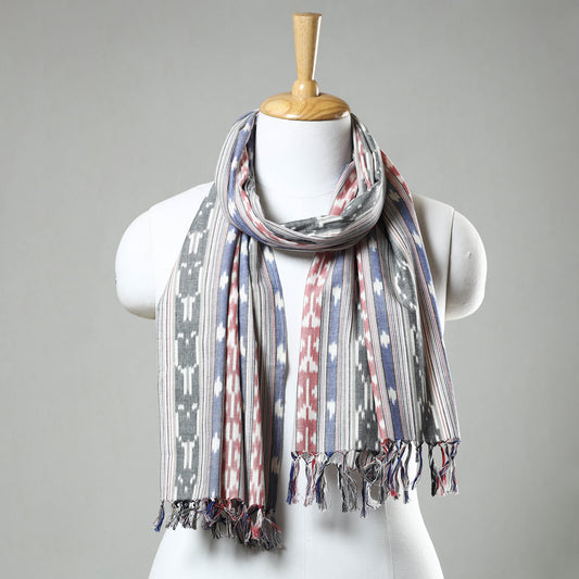 Pochampally Central Asian Ikat  Handloom Cotton Stole with Tassels