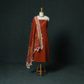 Red - Kutch Bhujodi Handloom Kala Cotton 3pc Unstitched Dress Material Suit Set 06