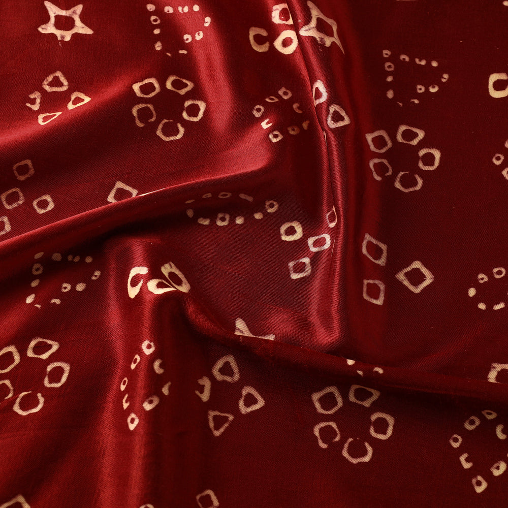 Red - Mashru Silk Kutch Hand Block Printed Fabric 02