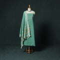 Green - Kutch Bhujodi Handloom Kala Cotton 3pc Unstitched Dress Material Suit Set 08
