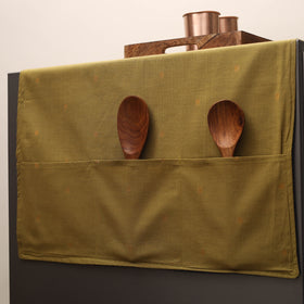 Brown Handmade Cotton Fridge Top Cover with Multiple Pockets
