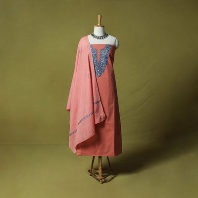 Hand Embroidered Cotton Kashida 3pc Unstitched Dress Material Suit Set 69